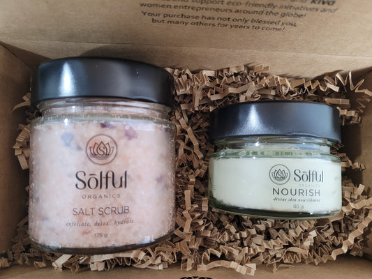 Solful Organics Box Set - The New Skin Box - includes salt scrub and nourish
